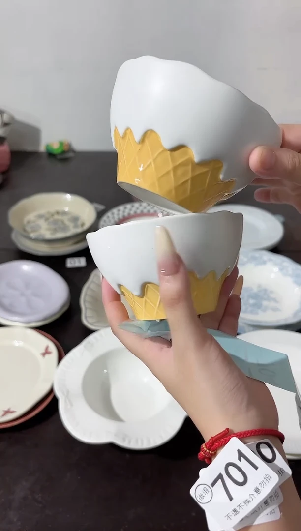 陶直播微瑕白巧米饭碗*2