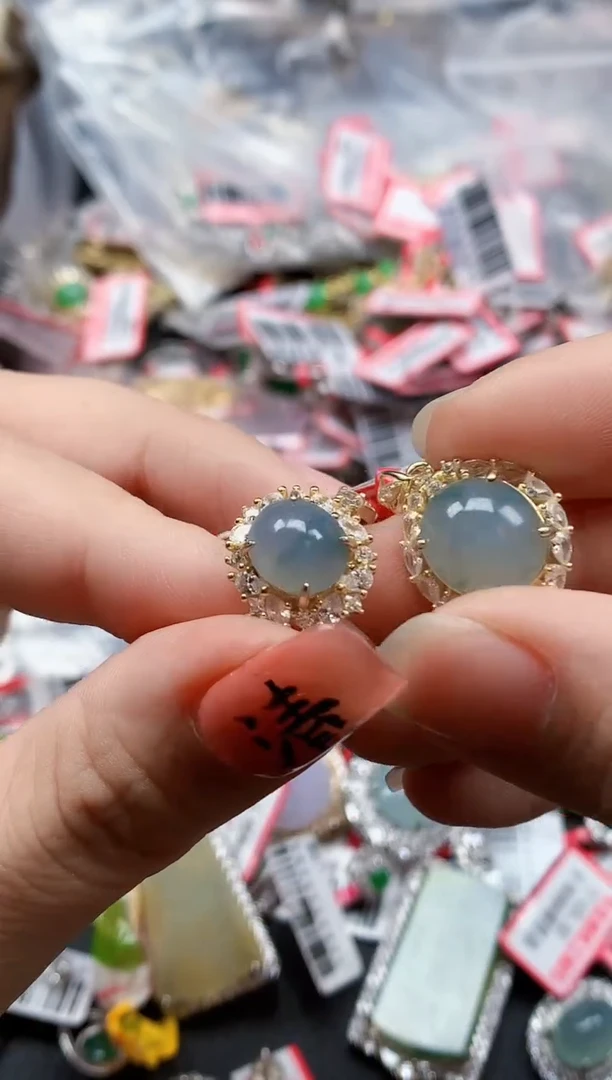 银S925镶嵌戒指翡翠天然A货缅甸翡翠