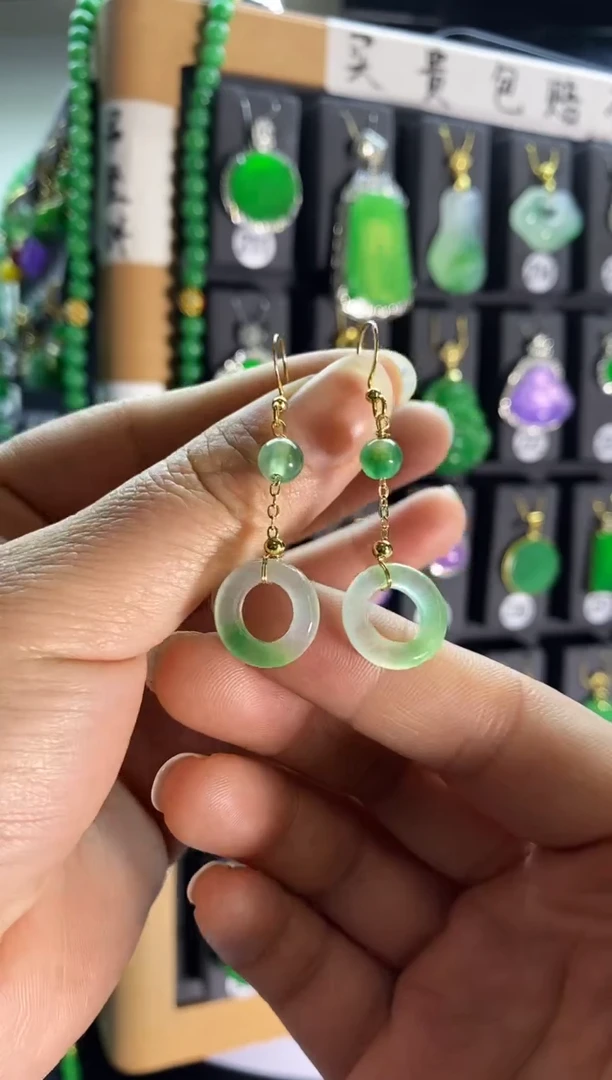 【闪购商品】翡翠耳饰银S925镶嵌019....