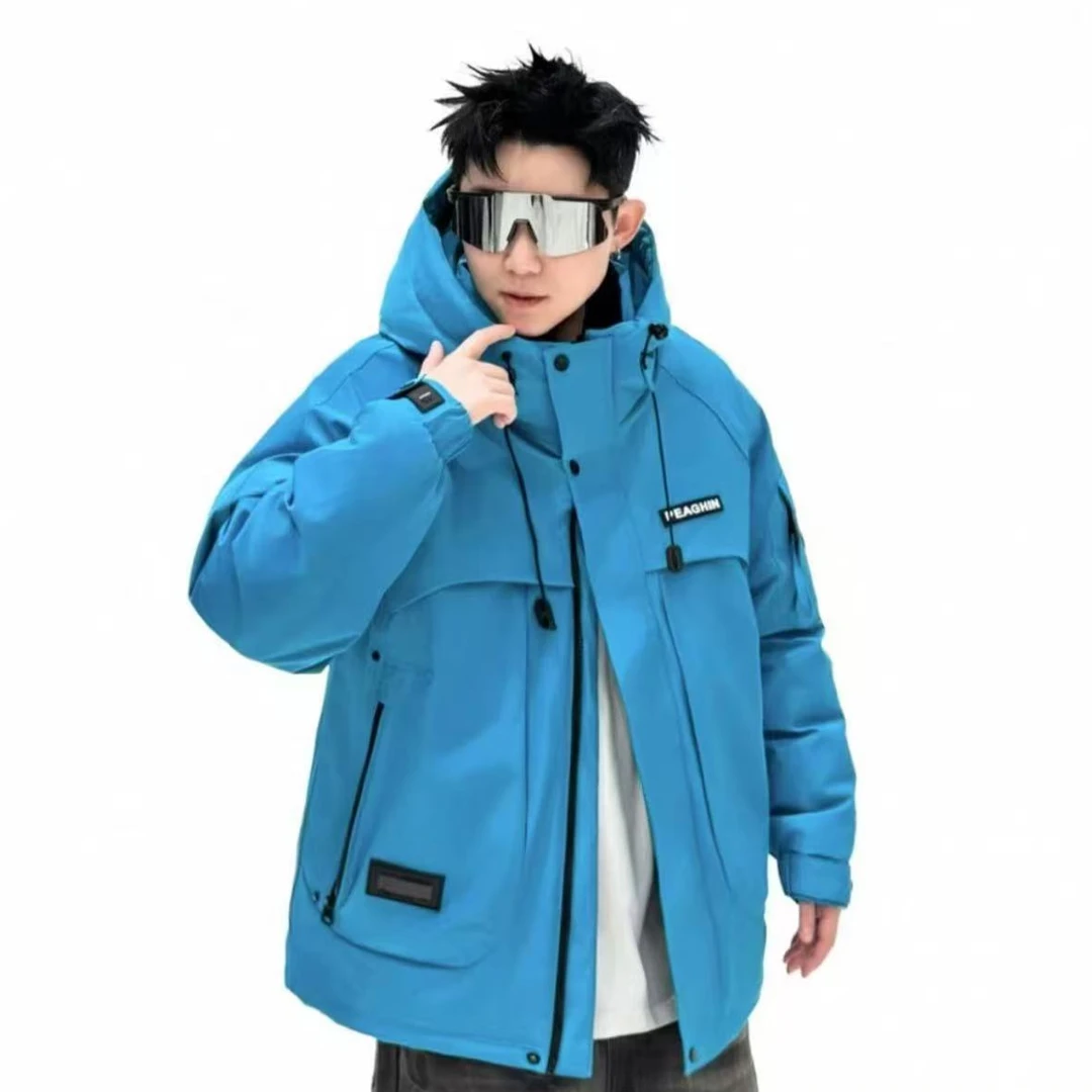 升级版企鹅高定款#冬季保暖情侣款工装化学外套6833#谢