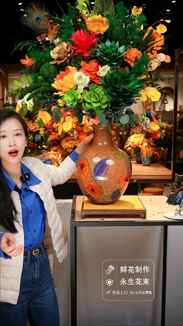 手工艺品琉璃手工花器花束空运包邮送货上门-以图片为准
