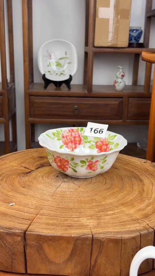 瓷片景德镇手绘高温（釉中彩）花边碗166