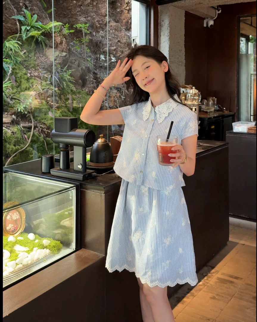 【闵笑一】水铃兰薄款春夏季刺绣拼接连衣裙显瘦法式新中式潮牌女装