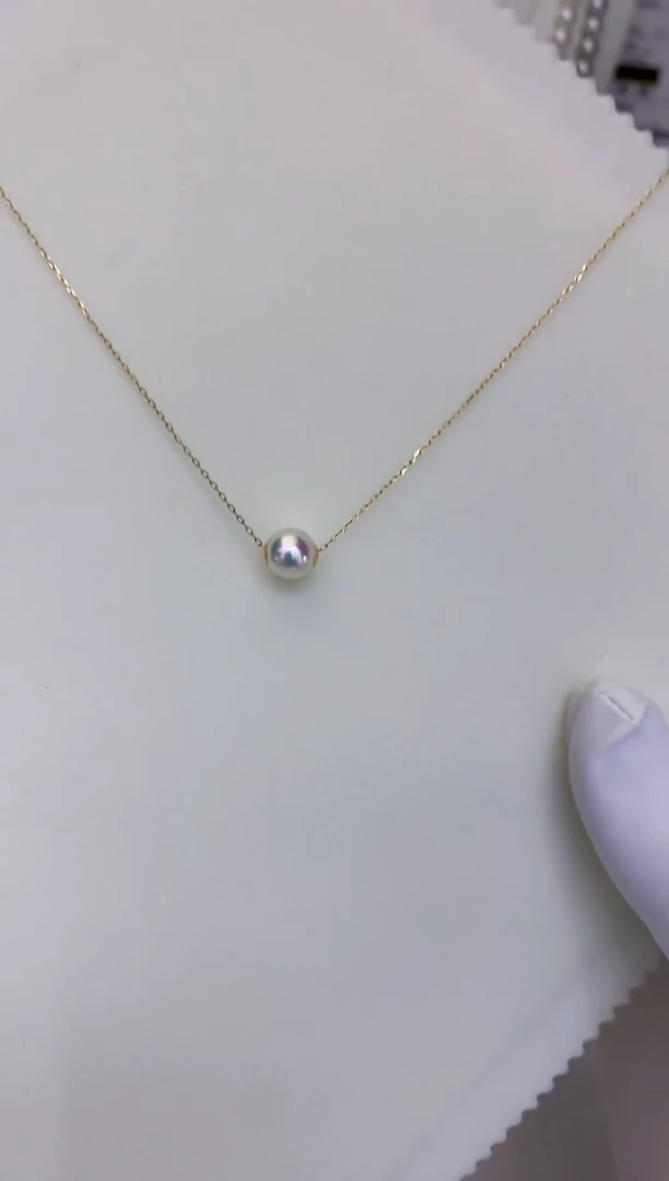 18K金镶嵌海水珍珠饰品7-8路路通不含金链