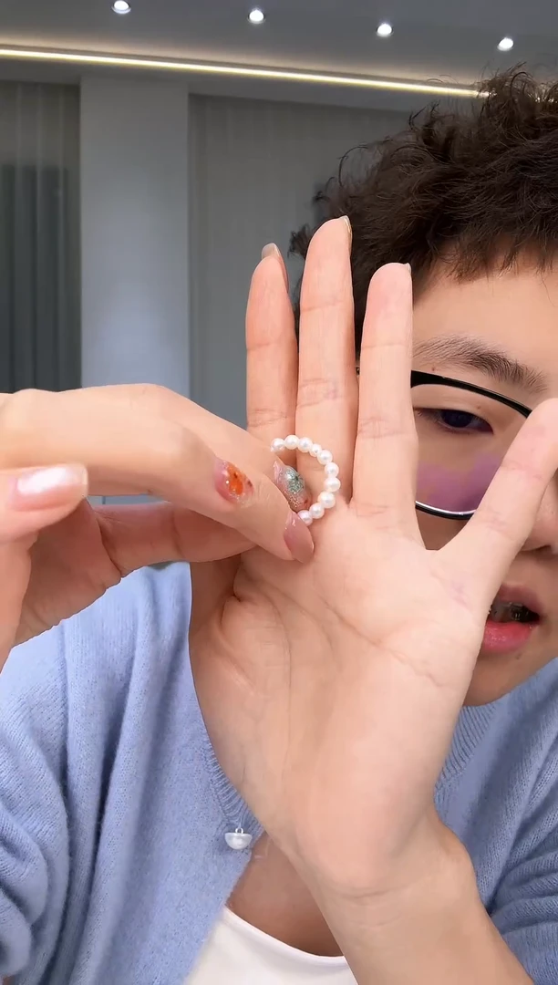 银S925镶嵌戒圈淡水珍珠时尚款淡水爱迪生珍珠戒指