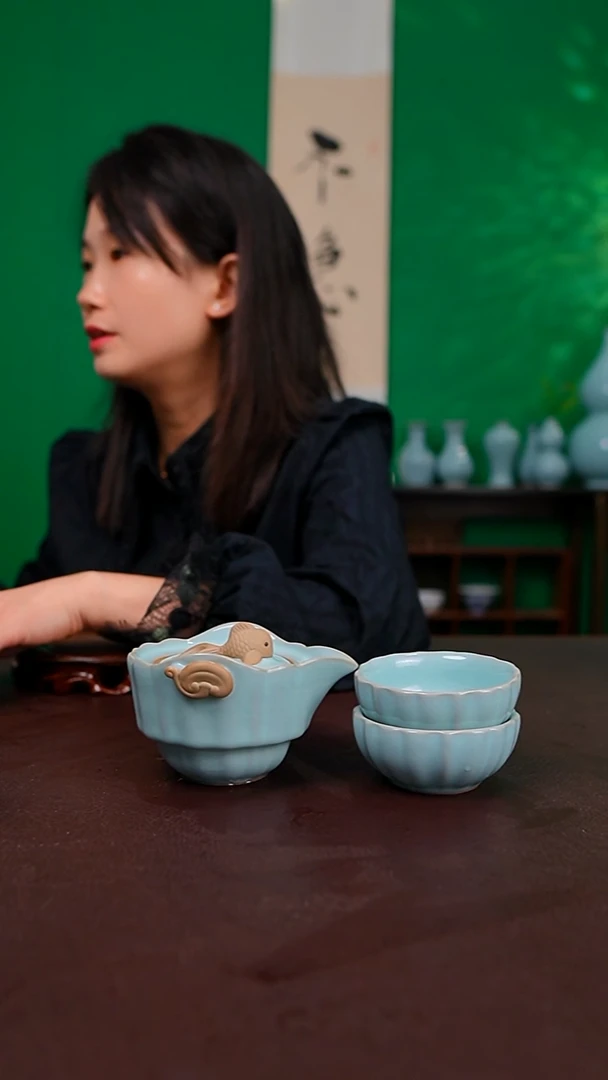 天青鱼快客手抓壶一壶两杯  不完美