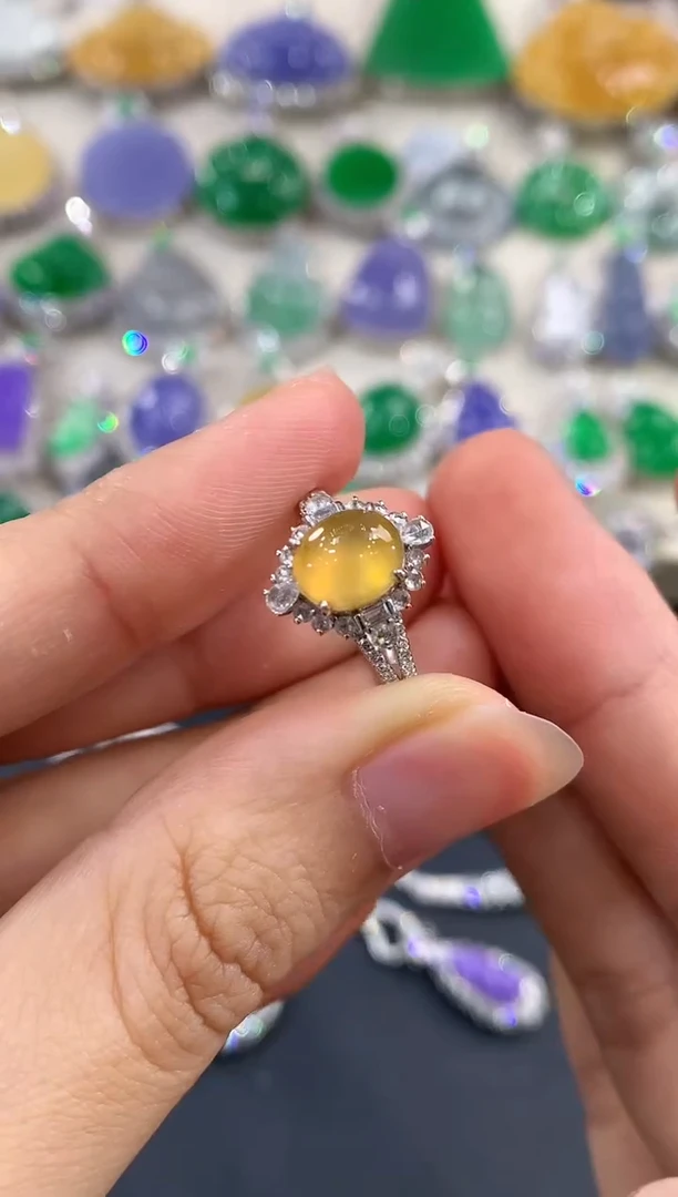 翡翠戒指18K金镶嵌E28