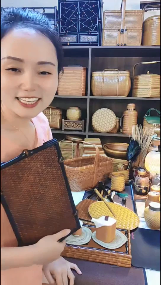 禅意筇竹竹编奉茶盘干泡台茶盘茶具收纳盘杯垫茶席茶托沥水盘