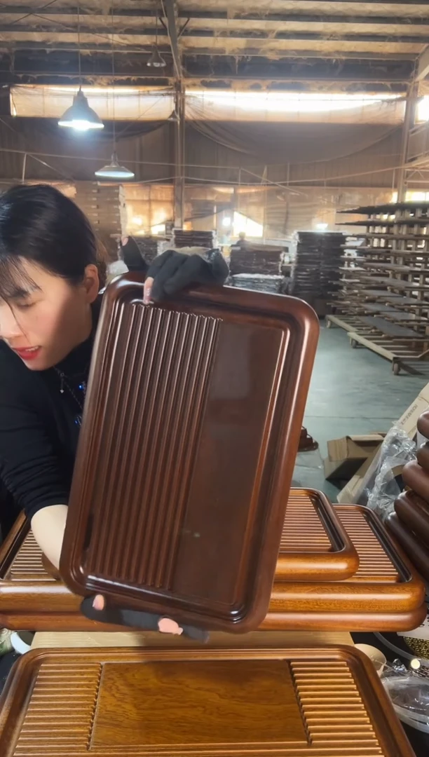 【闪购商品】黑檀色40*26雅韵花梨木实木茶盘