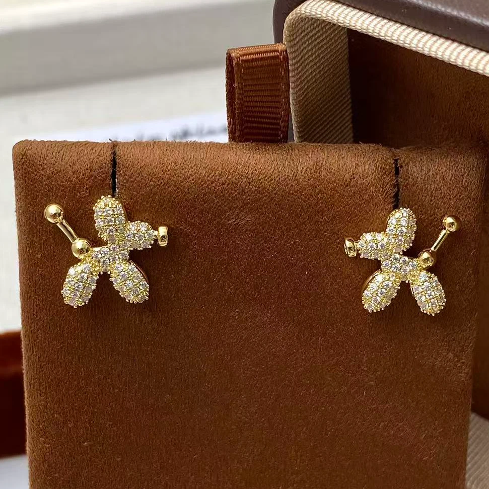 铜合金耳饰 佳佳（Y312）满镶气球狗耳环