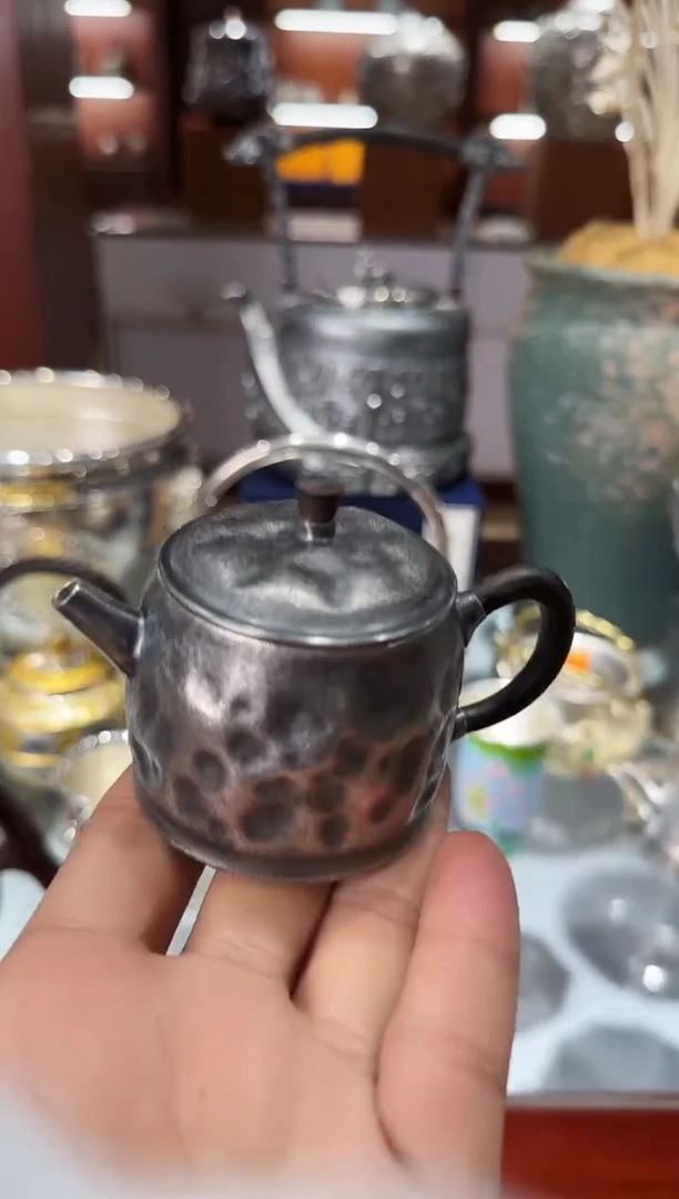 足银999精工手工诧寂风汉瓦泡茶壶