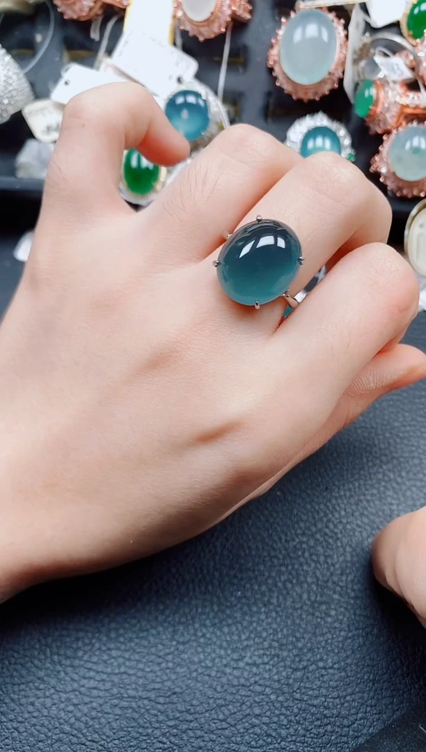 银S925镶嵌戒指翡翠木*翡翠