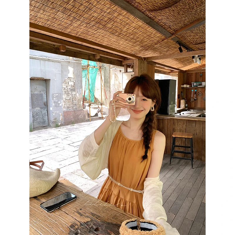 李李【四季】开衫女新款薄款外套甜美外搭短款白色披肩上衣DRC101