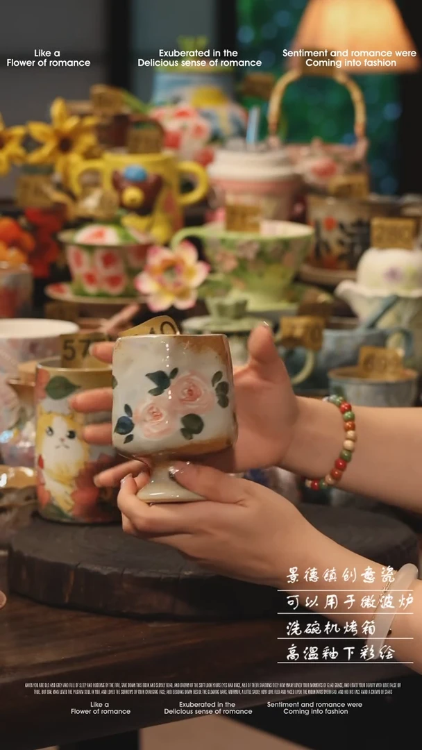 陶瓷景德镇高温釉下彩绘设计师款式