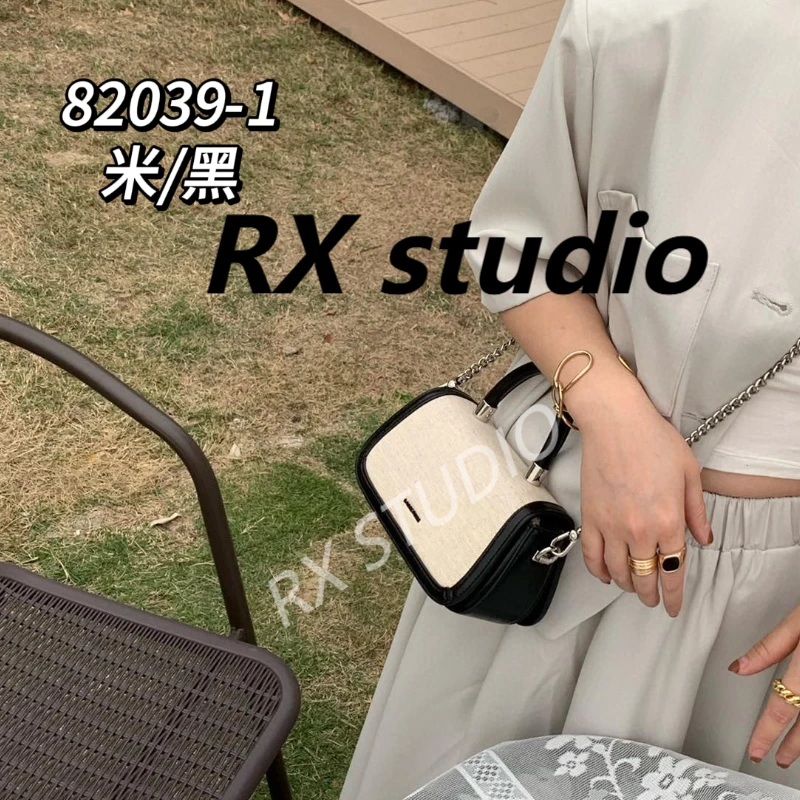 【瑞熙】SK-82039-1-米/黑轻奢经典时尚休闲百搭简约单肩腋下斜跨包