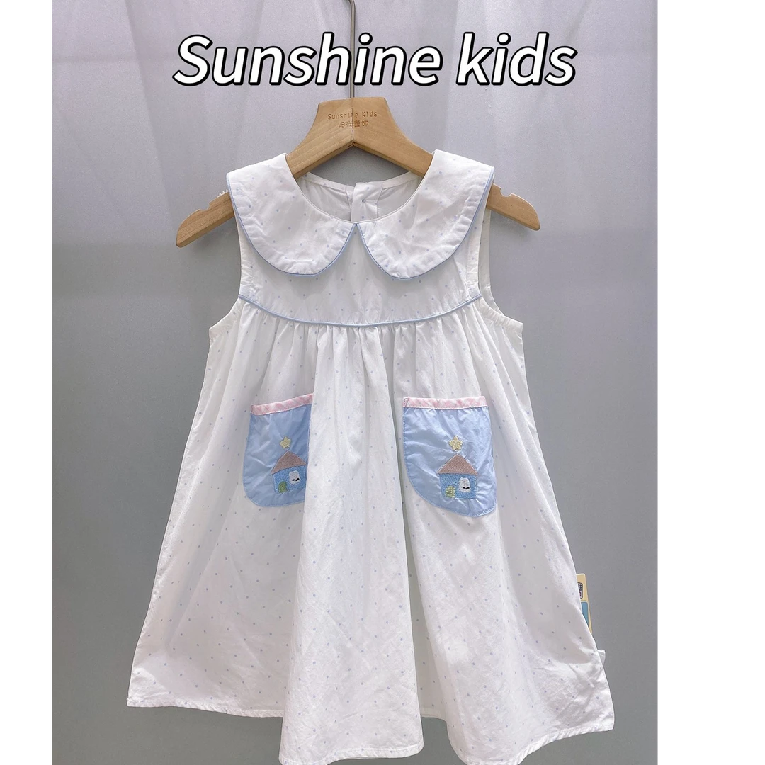 品质童装女童纯棉娃娃领连衣裙甜美休闲（SY)阳光无袖女宝夏款