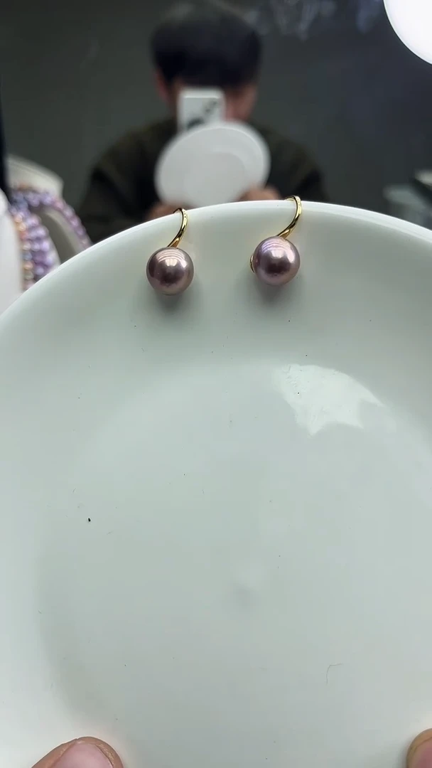 未镶嵌耳饰淡水珍珠紫色系耳饰