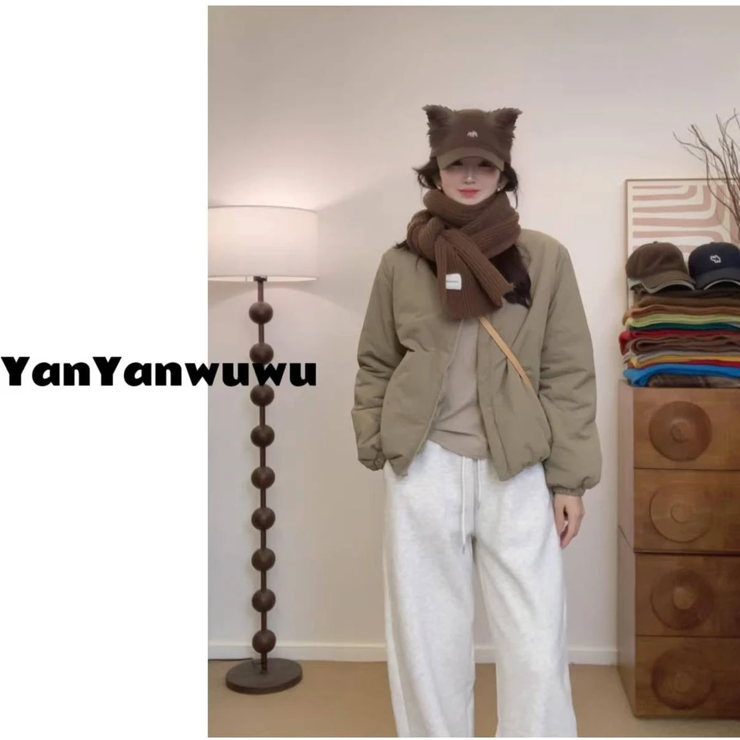 宽松型韩版棉服短款高领常规棉衣宽松加厚立领长袖