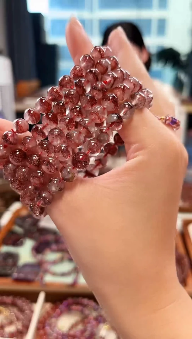 未镶嵌手串水晶金草莓超七单圈手串8mm【多样性发一】