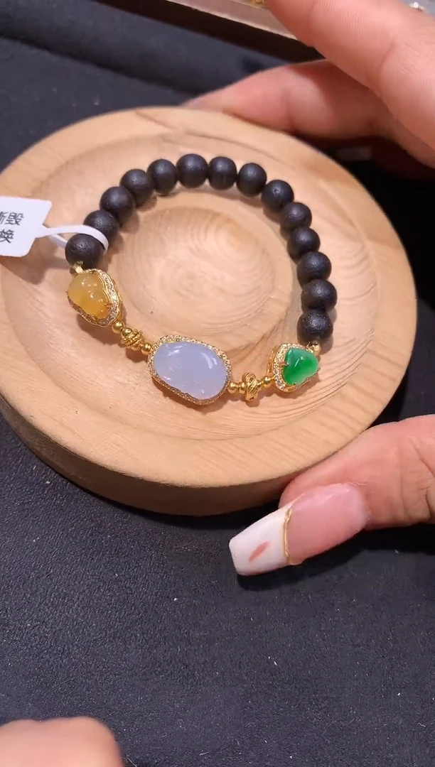 银S925镶嵌手串翡翠手串