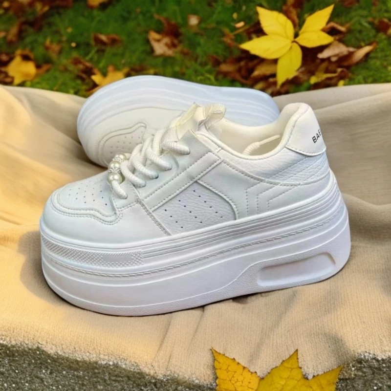 增高7-8公分厚底系带纯色透气四季通用时尚休闲鞋春季秋季厚底鞋