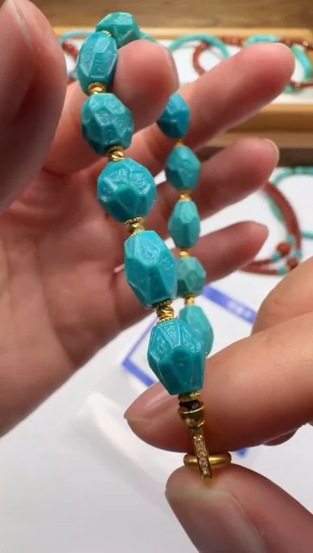 18K金镶嵌绿松石手串手串突*~手串手串