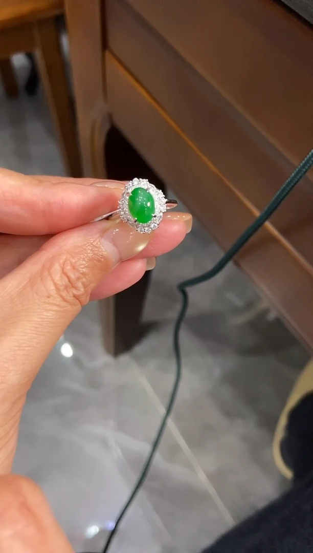银S925镶嵌挂件翡翠戒指