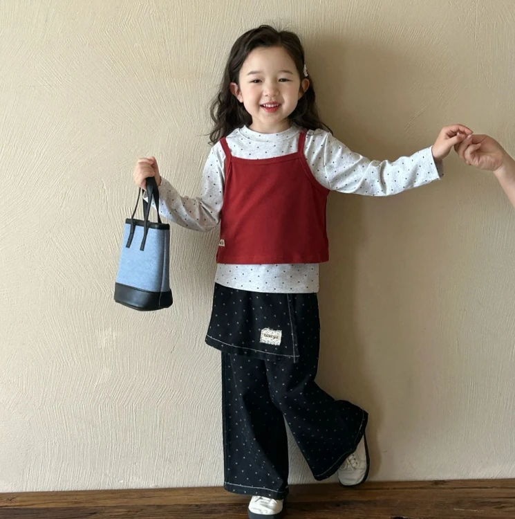 【三件套】女童春季新款套装洋气2025新款女宝宝长袖T恤牛仔裤套装