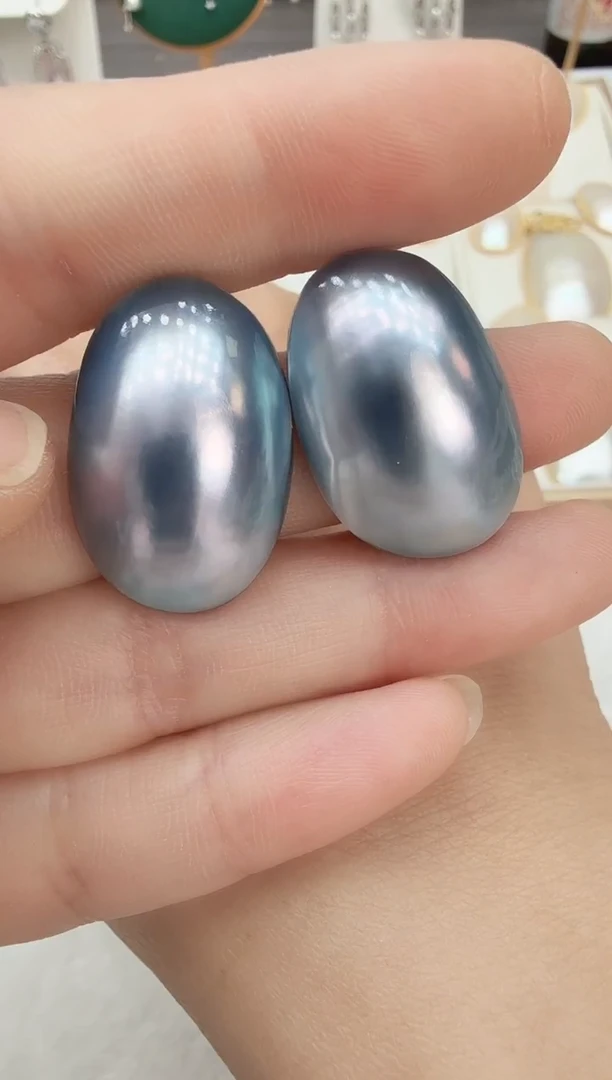 非金属925银无光板蓝色耳钉