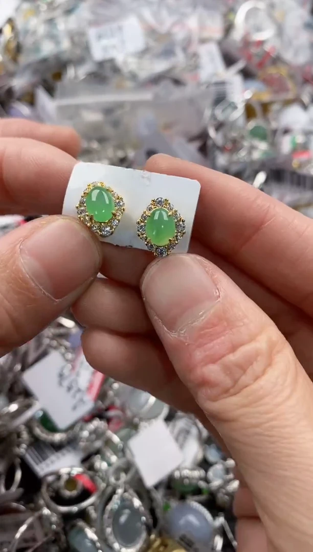 银S925镶嵌戒指翡翠666   10