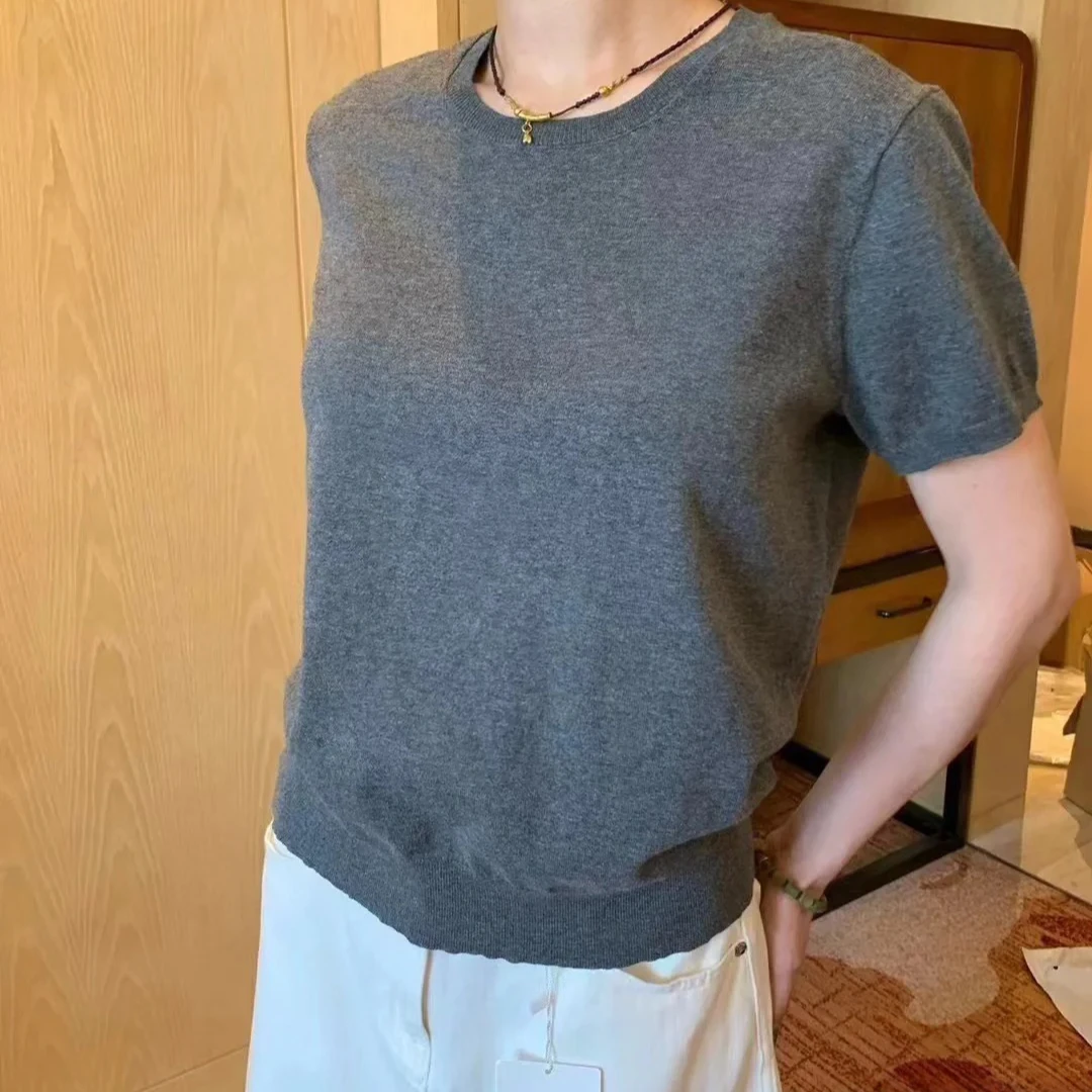 BSYPIN/伯尚优品 经典灰色25新款针织衫 简约优雅短袖套衫BS25003