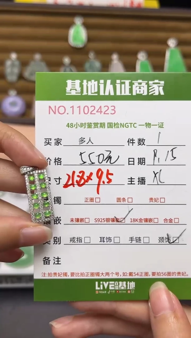 颈饰银S925镶嵌翡翠多人