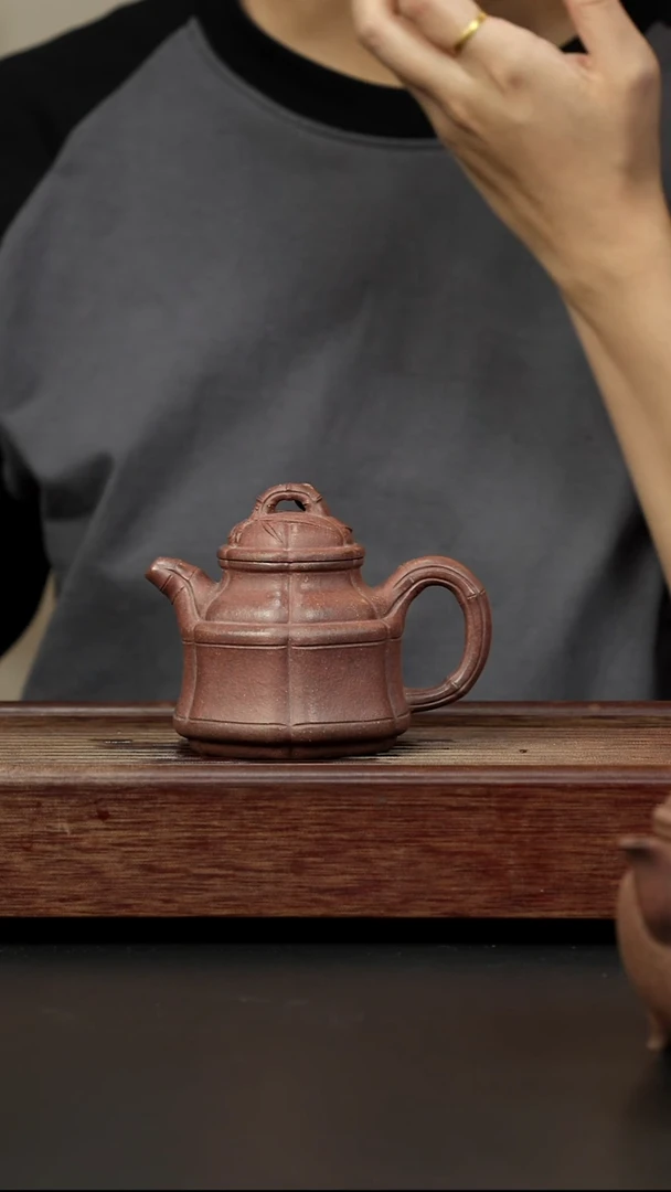 紫砂茶壶岩中泥六拼 竹鼎