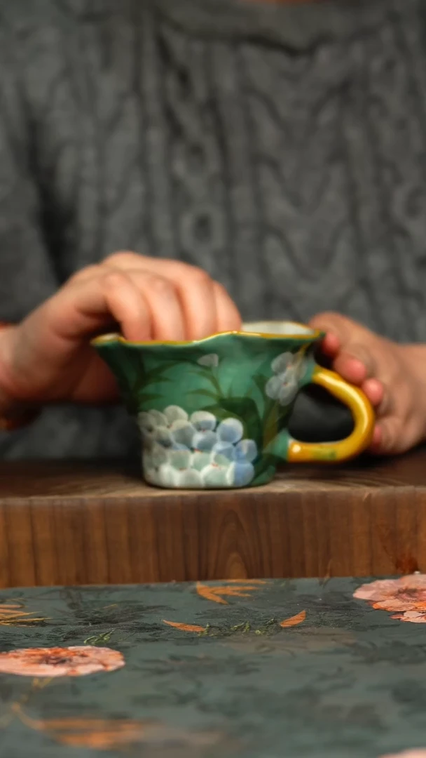 杯釉下彩手工手绘同款陶器
