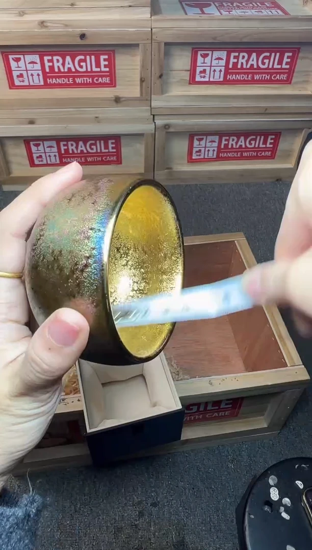 茶盏彩金 建窑建盏主人杯