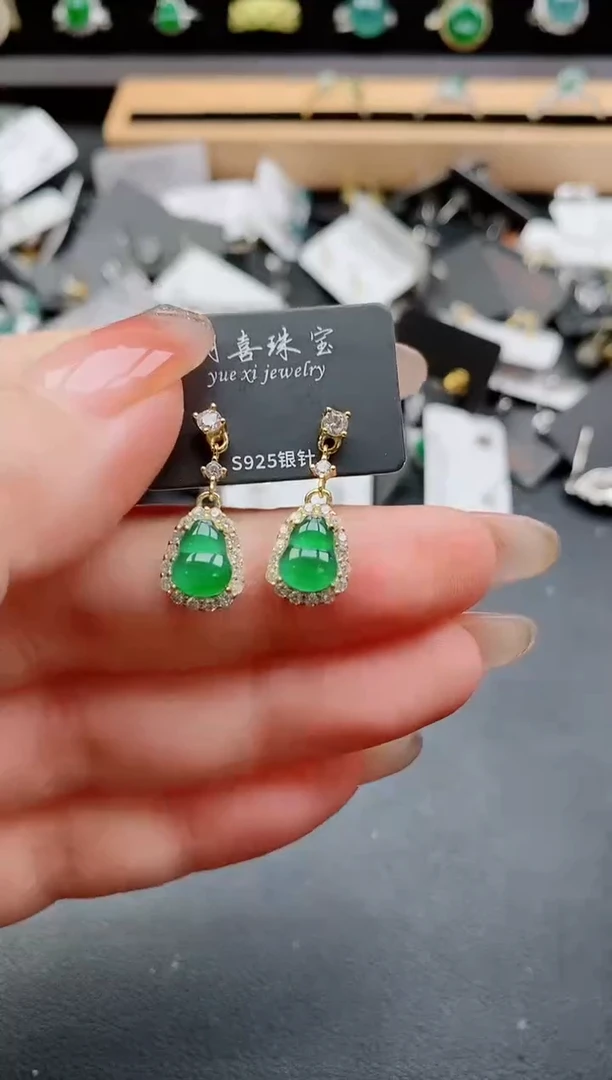 银S925镶嵌戒指翡翠1