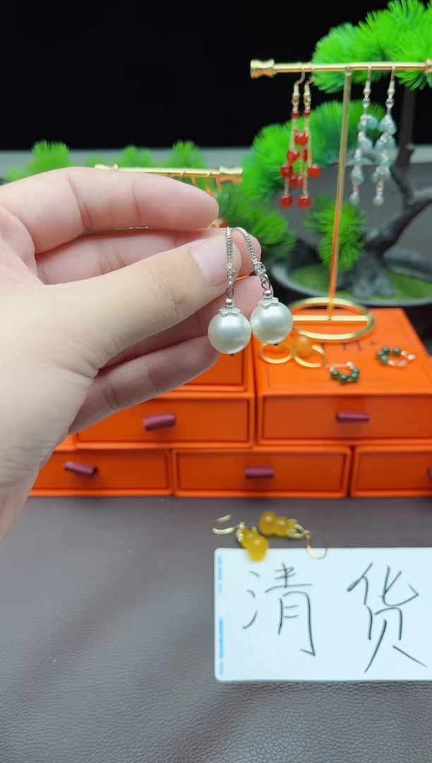 耳饰银S925镶嵌拼合珍珠（马贝珠）239