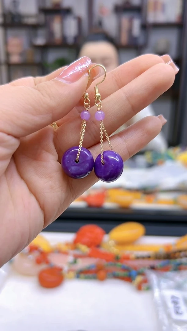 【闪购商品】苏纪石（舒俱来）耳坠14K金镶嵌E587