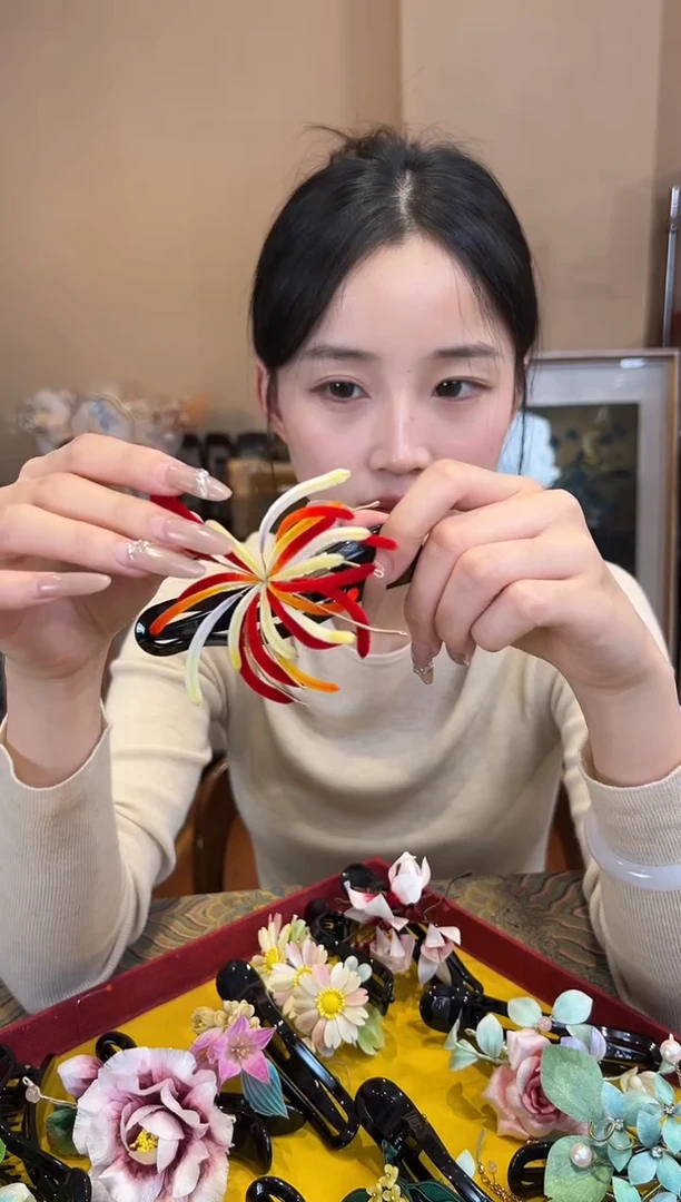 刺绣非遗绒花（发饰）