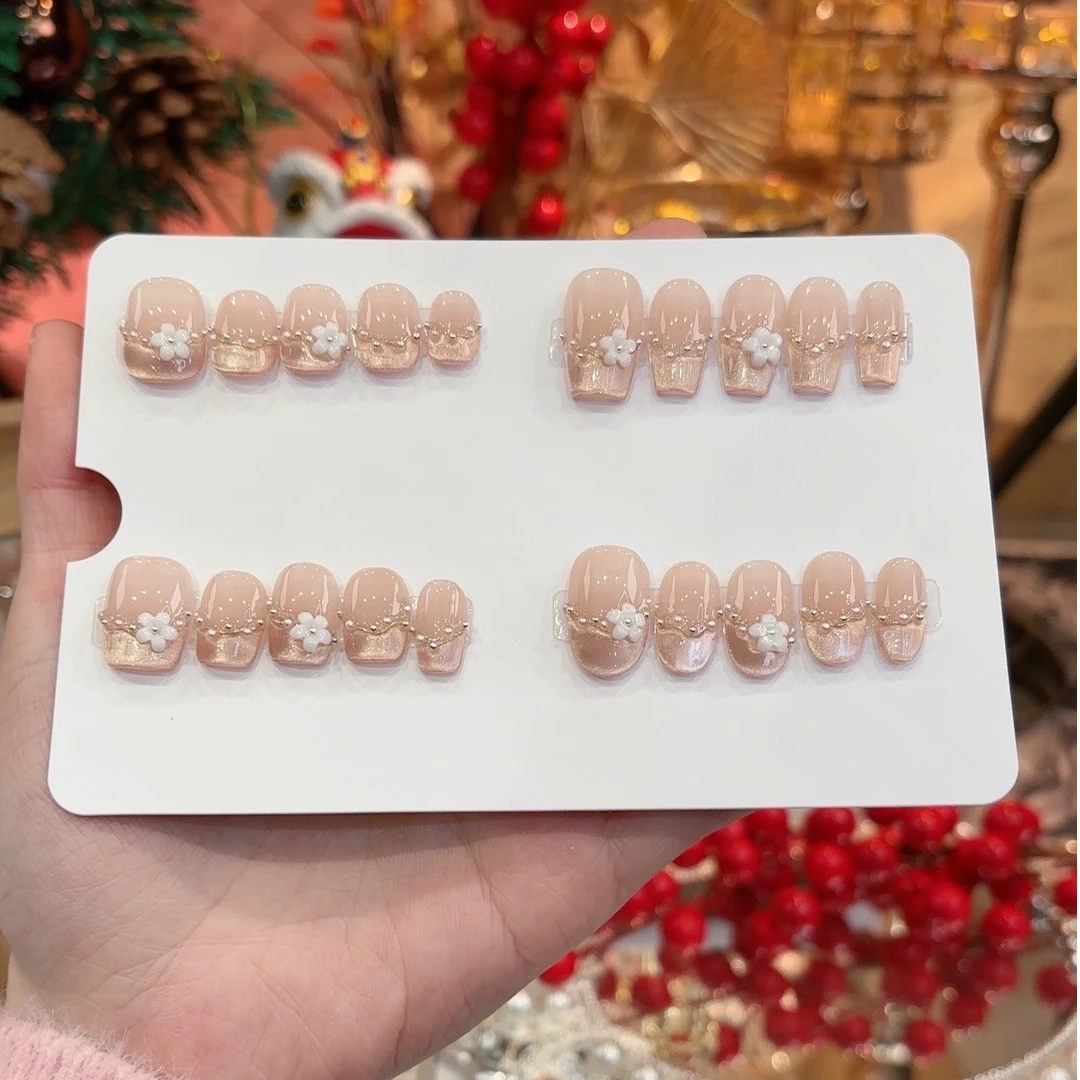 【七里香】纯手工穿戴甲光疗美甲新春仙女显白指甲贴