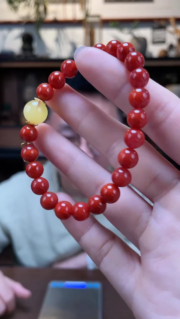 【闪购商品】南红玛瑙手串银S925镶嵌南红单圈手串*3DN多样性发一