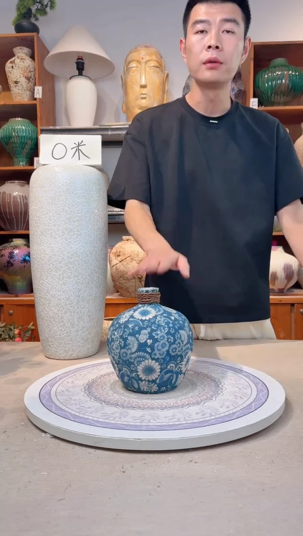 瓶陶瓷花瓶  福利  青花麻绳小号  不装水
