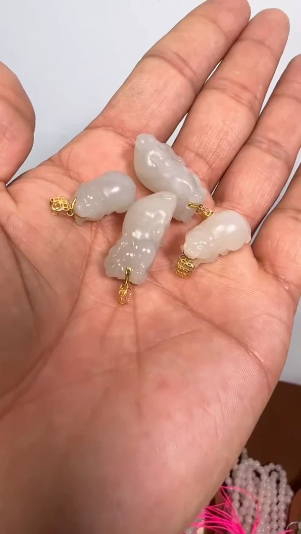 【闪购商品】和田玉吊坠18K金镶嵌和田玉吊坠多样性发货拍一发一