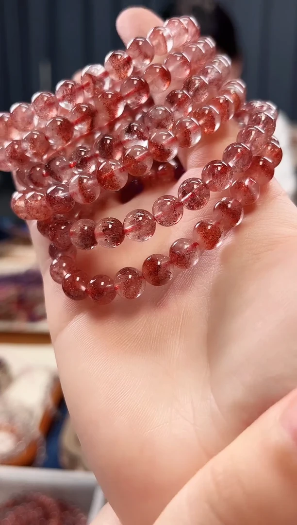 未镶嵌手串水晶金草莓超七单圈手串7mm【多样性发一】