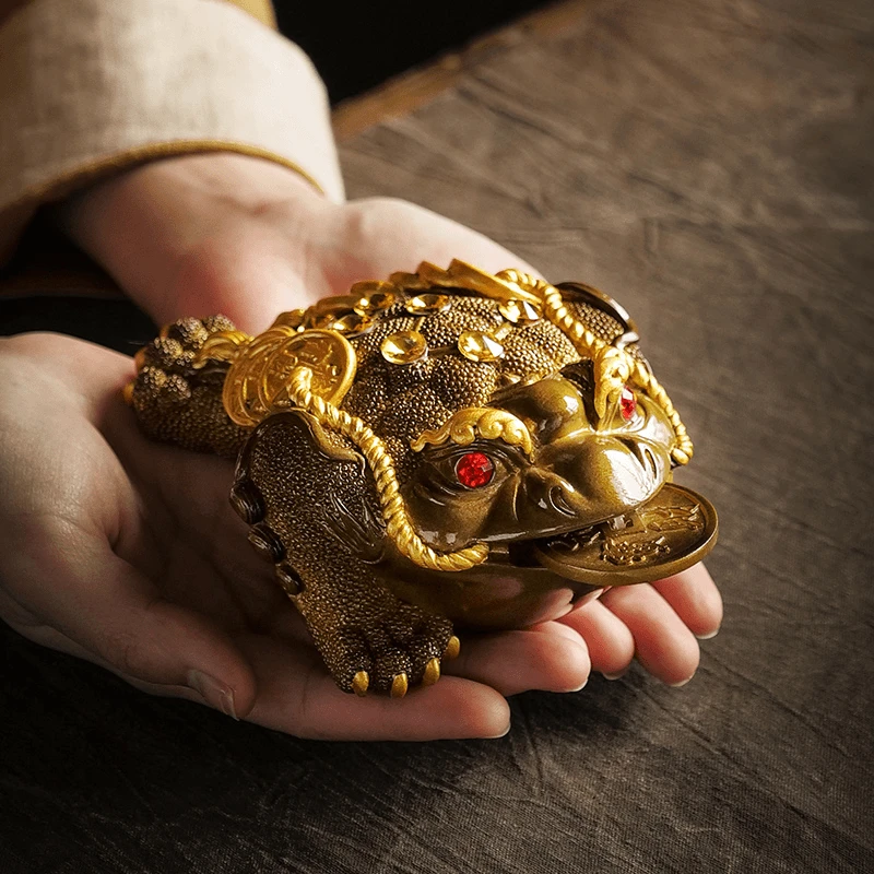 金蟾手工变色茶宠摆件茶桌茶盘茶台茶具配件实心蟾蜍复古中式茶道