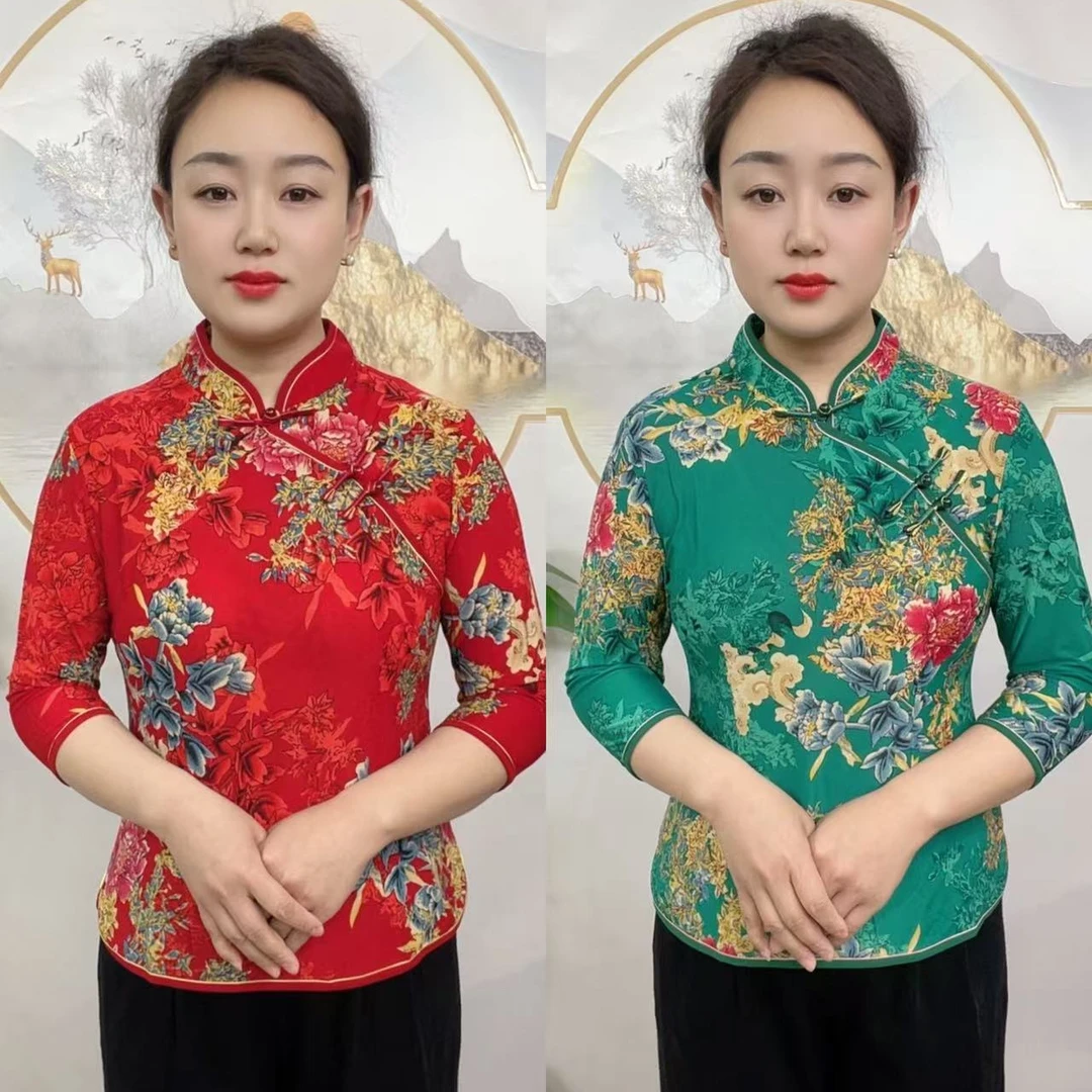 2025新款高端气质旗袍小衫民族风显瘦妈妈装