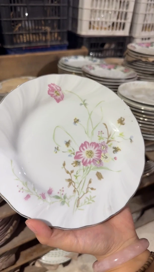 摆件老库存出口盘19厘米微瑕请慎拍