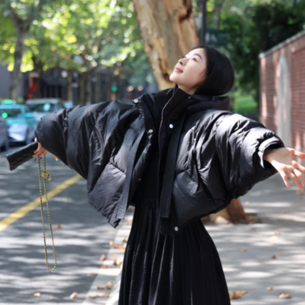 【清仓活动款】【寒冬】 秋冬新款韩版时尚宽松短款菱形格外套