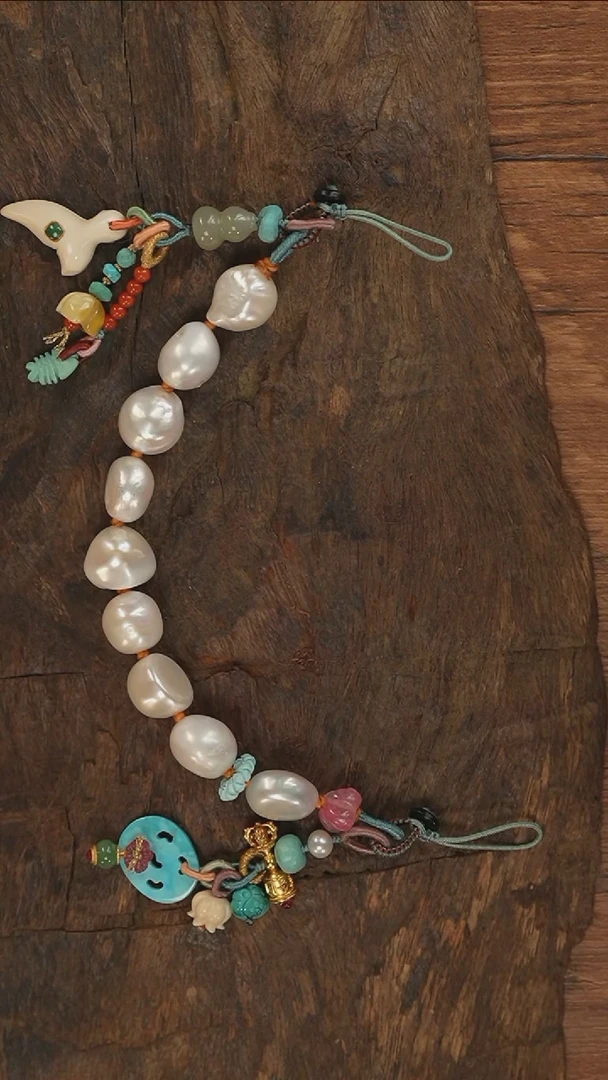 【闪购商品】淡水珍珠手机链银S925镶嵌S3012-定制