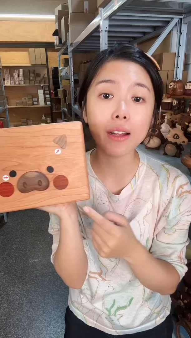 木瑕疵樱桃木小猪筐